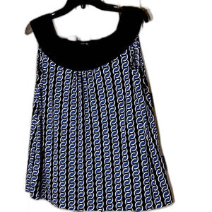Rafella’s navy blue white sleeveless top chain print size L‎